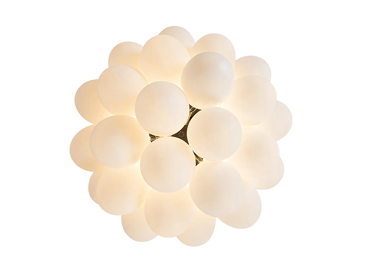 Plafonnier Art Déco noir avec verre opale 6 lumières - Uvas