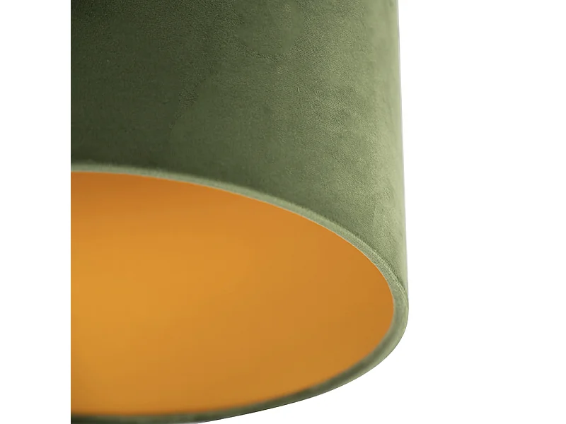 Plafonnier avec abat-jour en velours vert avec or 25 cm - Combi noir