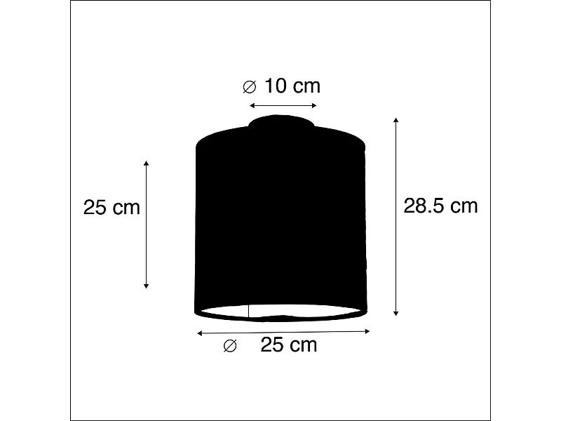 Plafonnier avec abat-jour en velours vert avec or 25 cm - Combi noir