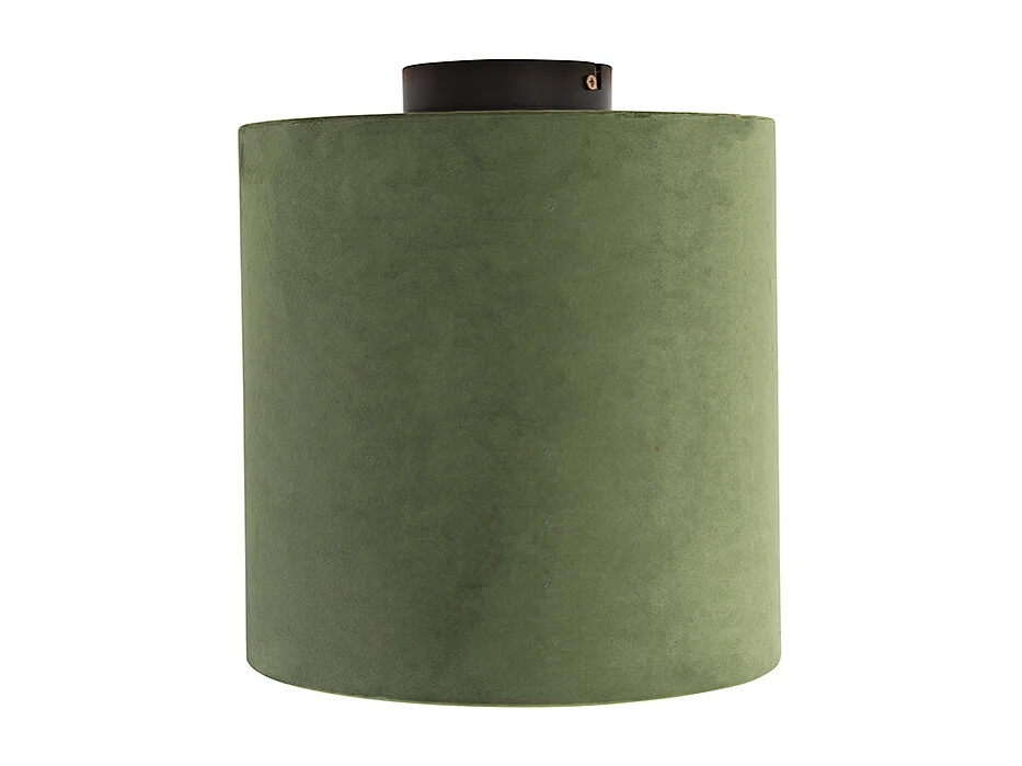 Plafonnier avec abat-jour en velours vert avec or 25 cm - Combi noir