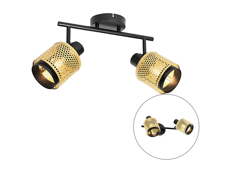 Spot industriel noir avec or 2 lumières - Kayden