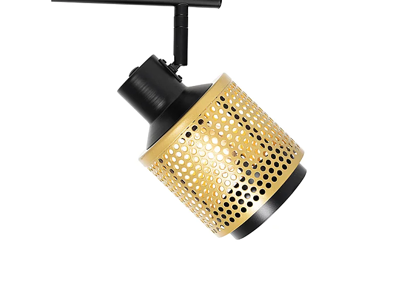 Spot encastré industriel noir avec or 2 lumières - Kayden