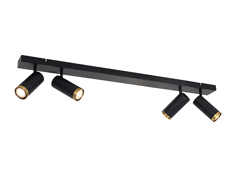 Spot de plafond moderne noir avec bronze 4 lumières orientable - Renna