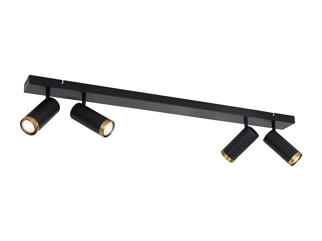 Spot de plafond moderne noir avec bronze 4 lumières orientable - Renna