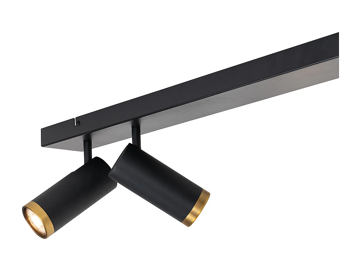 Spot de plafond moderne noir avec bronze 4 lumières orientable - Renna