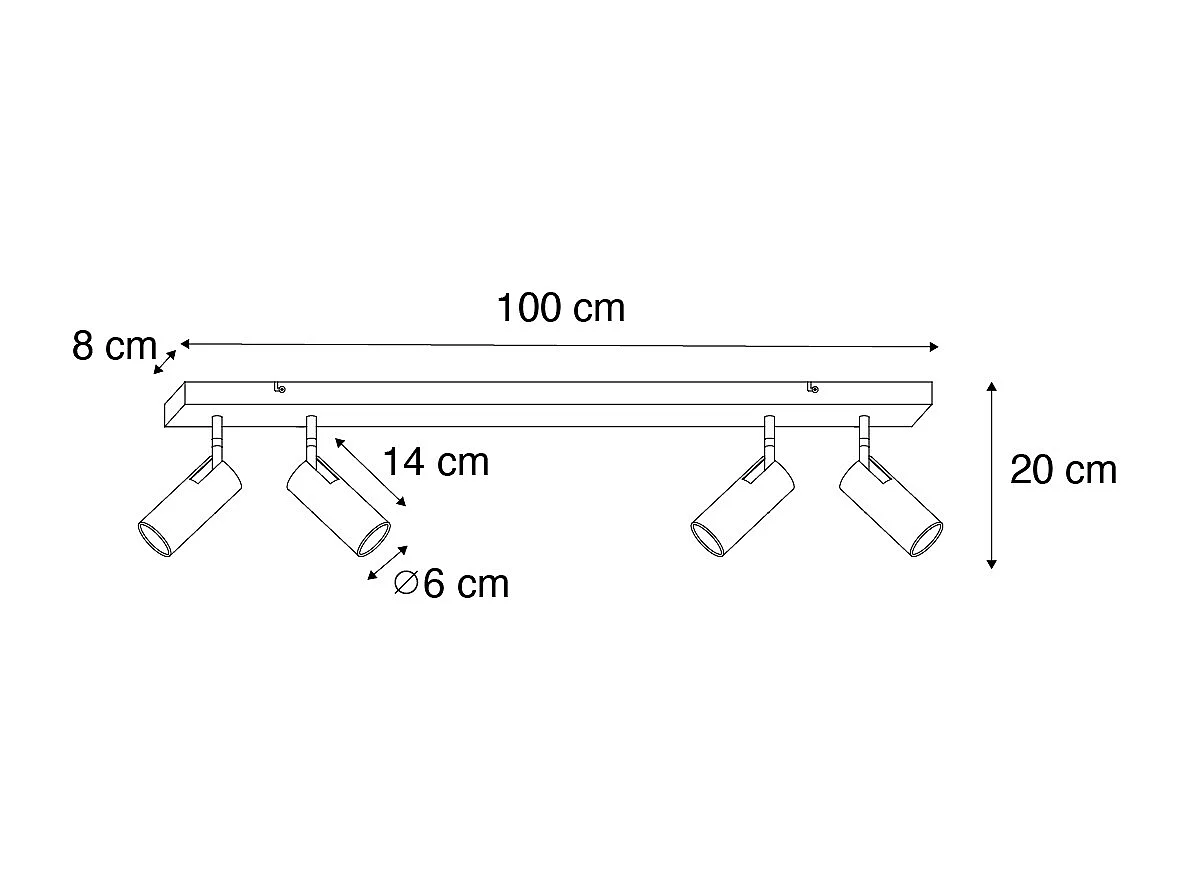 Spot de plafond moderne noir avec bronze 4 lumières orientable - Renna