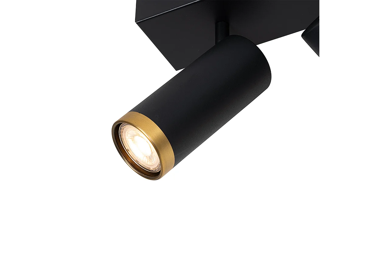 Spot de plafond moderne noir avec bronze 4 lumières orientable - Renna