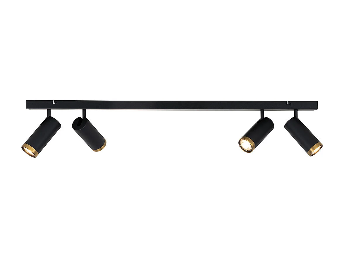 Spot de plafond moderne noir avec bronze 4 lumières orientable - Renna