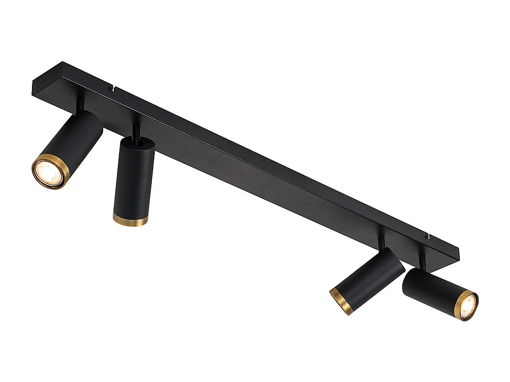 Spot de plafond moderne noir avec bronze 4 lumières orientable - Renna