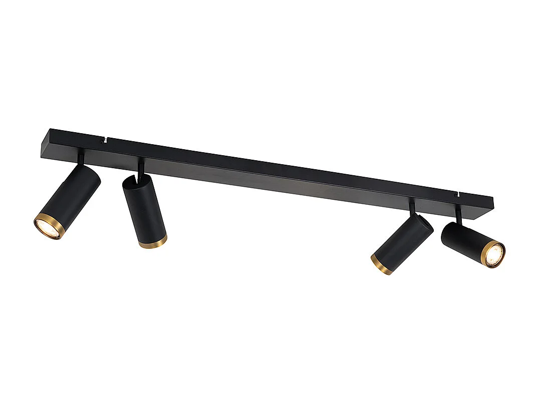 Spot de plafond moderne noir avec bronze 4 lumières orientable - Renna