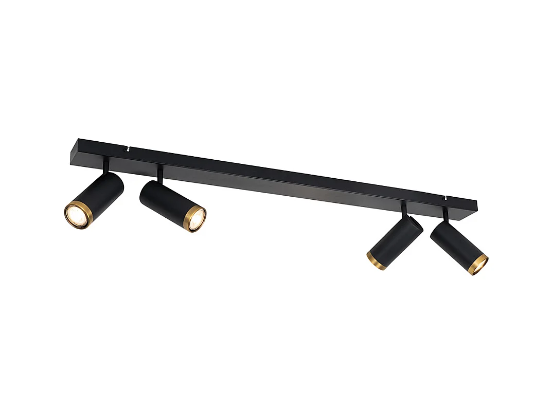 Spot de plafond moderne noir avec bronze 4 lumières orientable - Renna