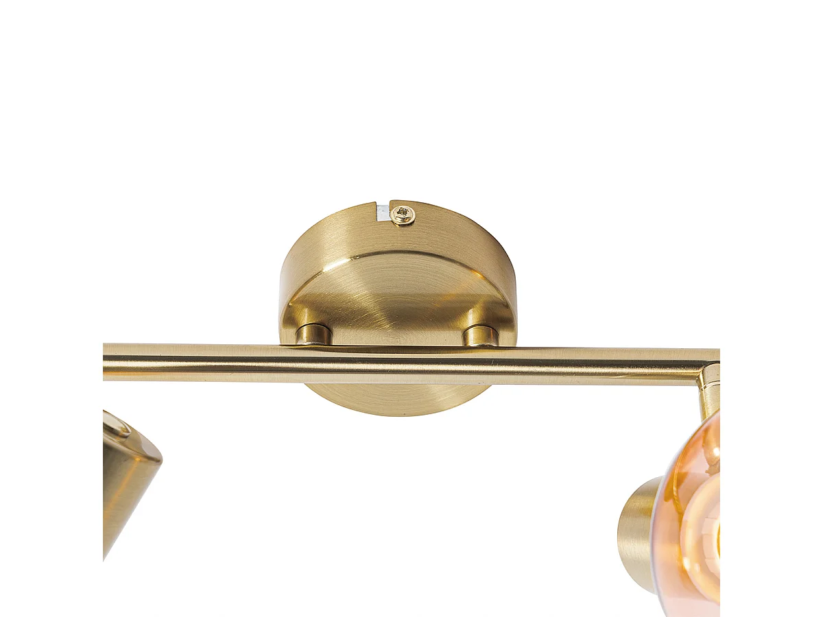 Spot Art Déco or avec verre rose 2 lumières - Vidro