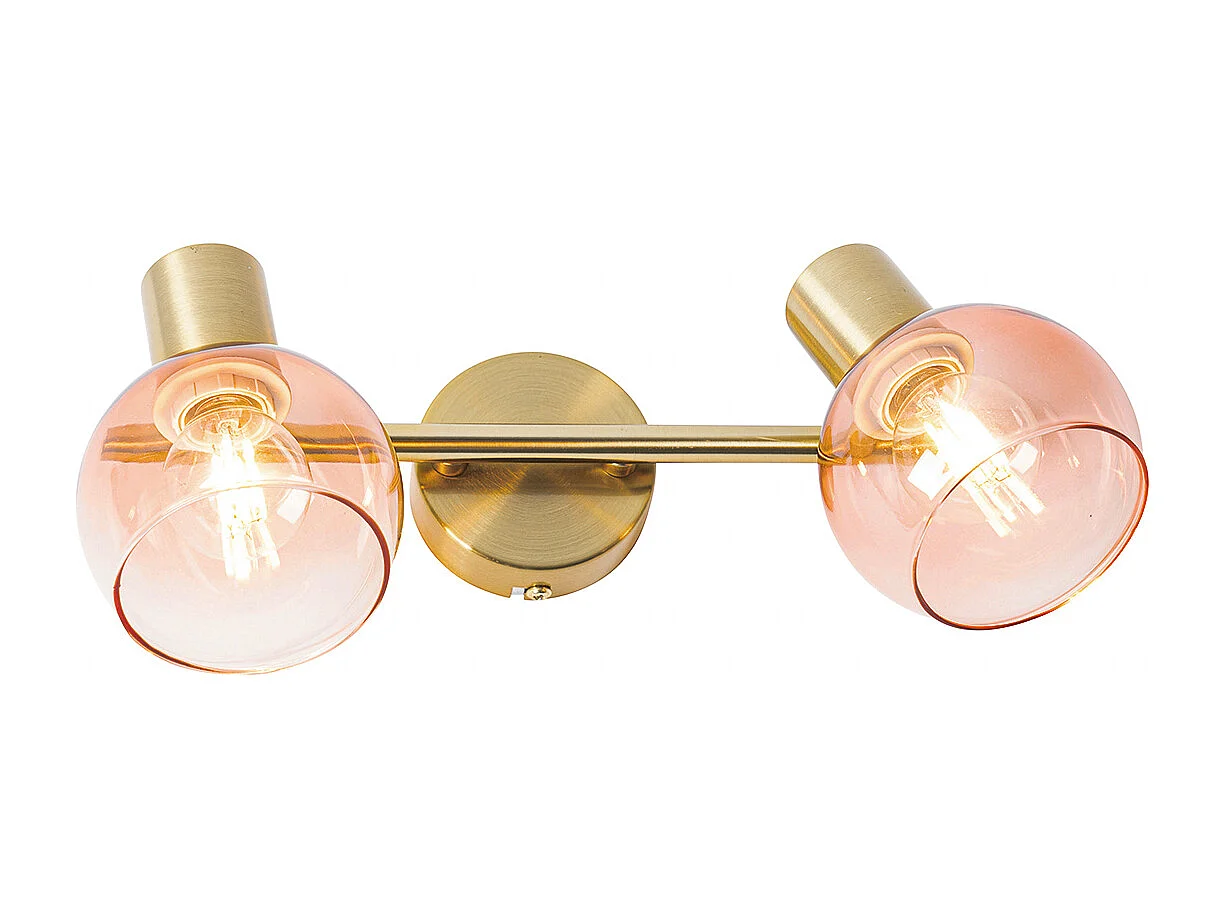 Spot Art Déco doré avec verre rose 2 lumières - Vidro