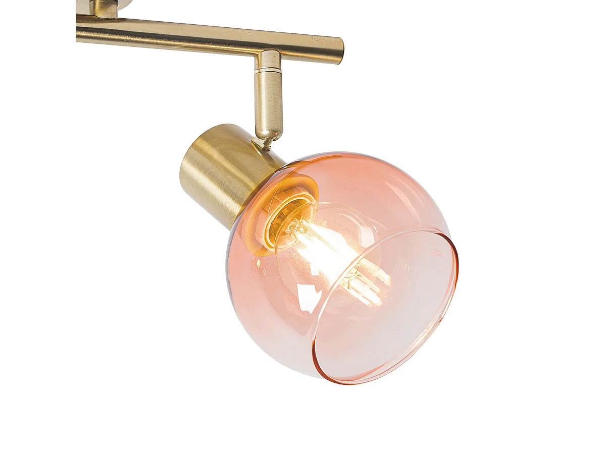 Spot Art Déco doré avec verre rose 2 lumières - Vidro