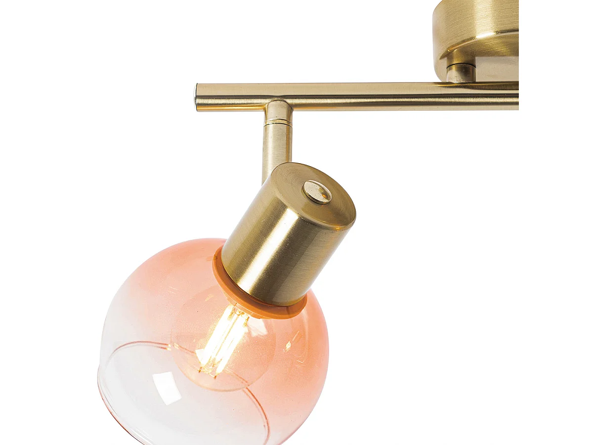 Spot Art Déco doré avec verre rose 2 lumières - Vidro