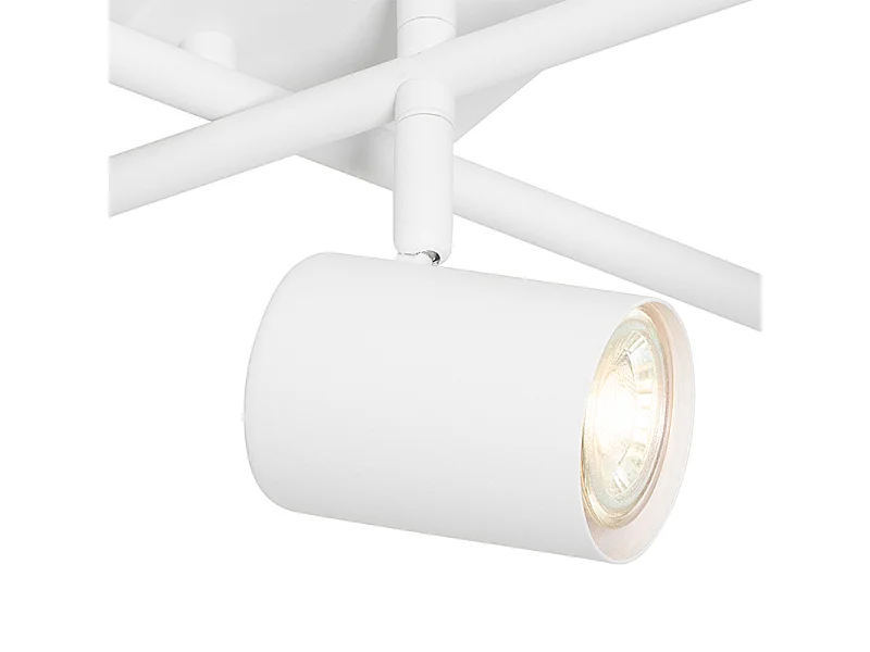 Plafonnier moderne blanc 5 lumières orientable carré - Jeana