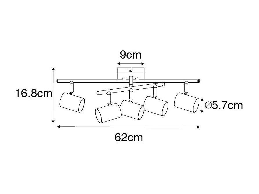 Plafonnier moderne blanc 5 lumières orientable carré - Jeana