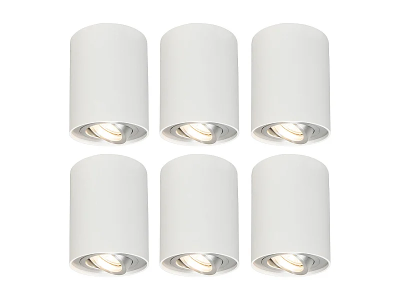Ensemble de 6 spots blanc rotatif et inclinable - Rondoo 1 up