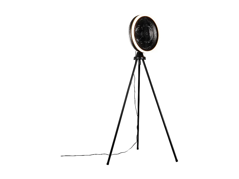 Trépied de ventilateur de sol noir avec LED dimmable en 3 étapes - Meric