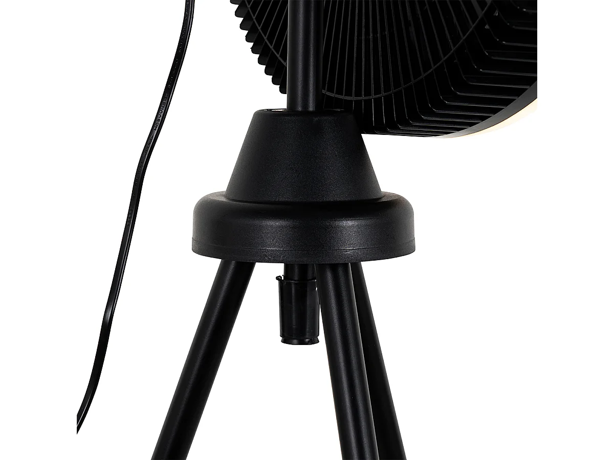 Trépied de ventilateur de sol noir avec LED dimmable en 3 étapes - Meric