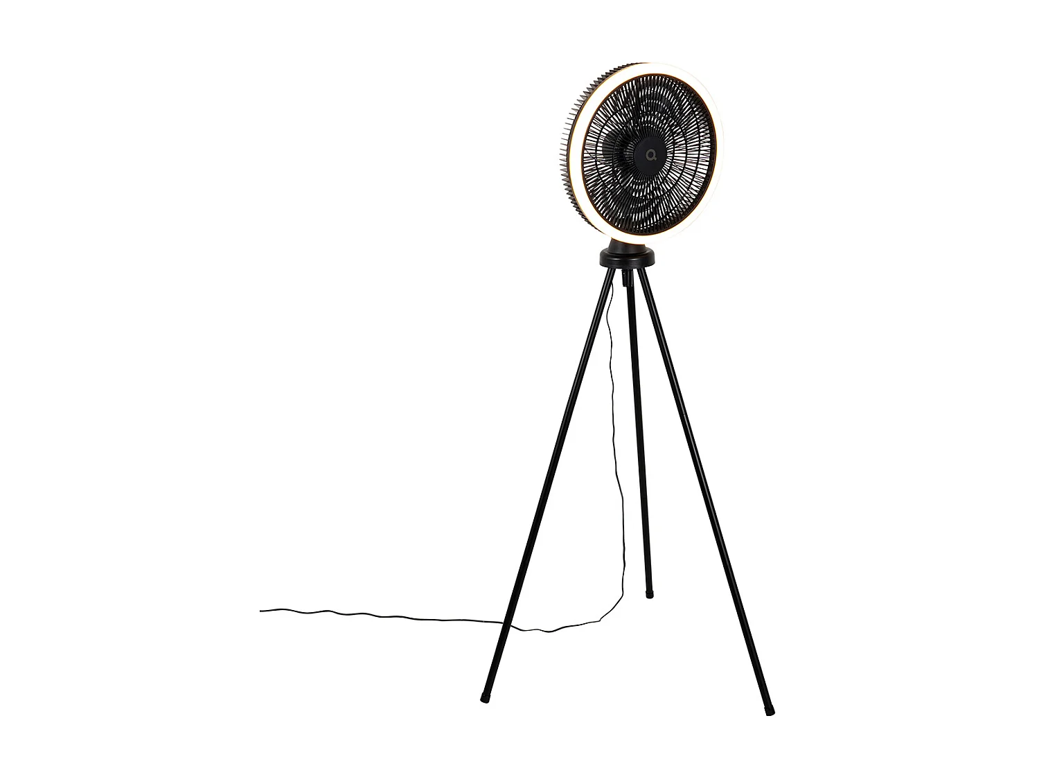 Trépied de ventilateur de sol noir avec LED dimmable en 3 étapes - Meric