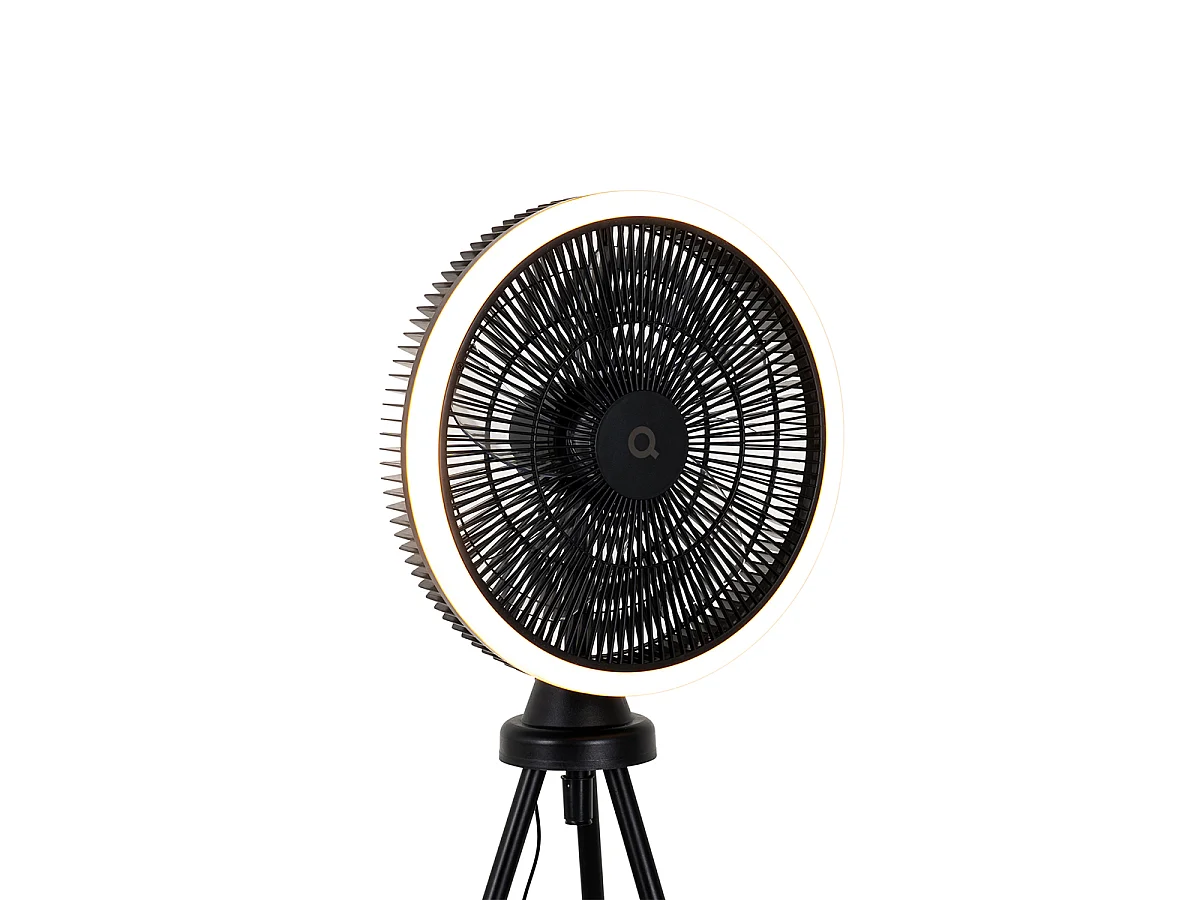Trépied de ventilateur de sol noir avec LED dimmable en 3 étapes - Meric