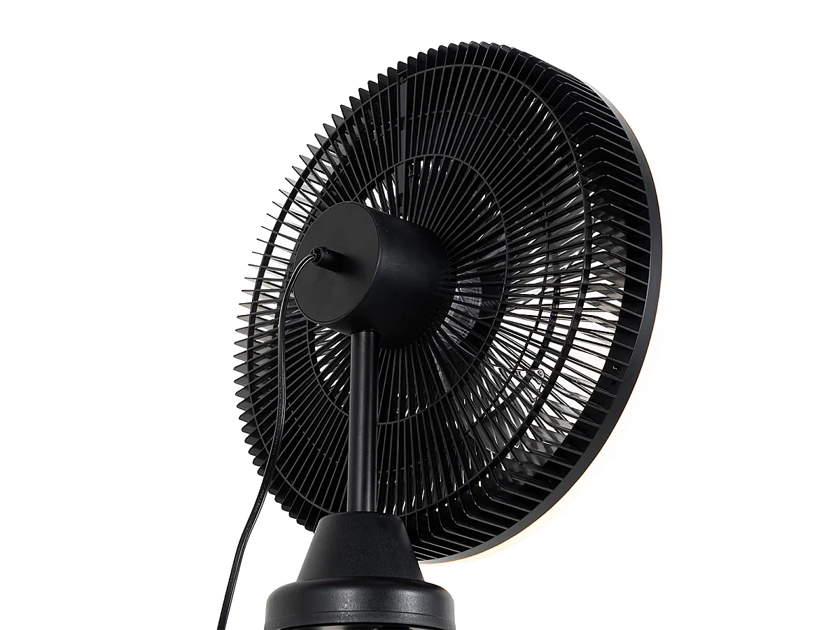 Trépied de ventilateur de sol noir avec LED dimmable en 3 étapes - Meric