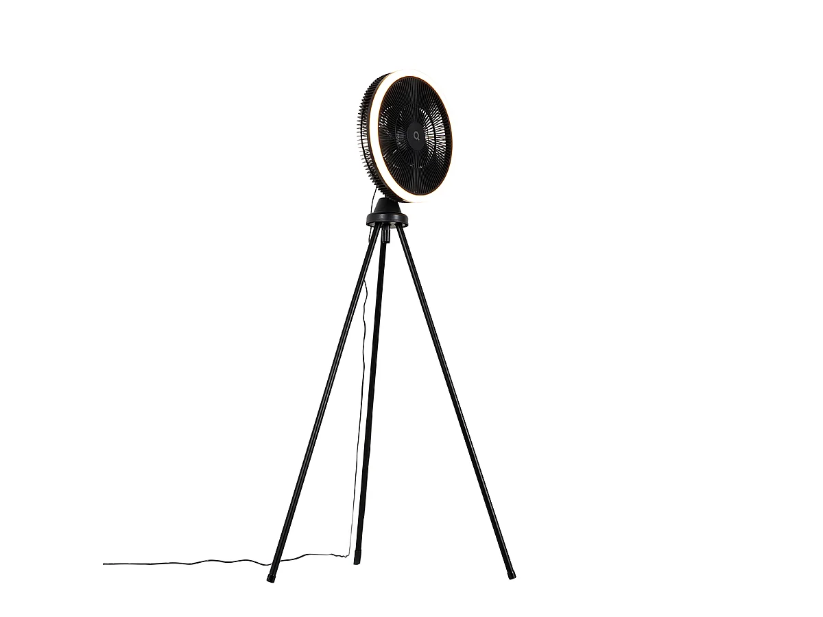 Trépied de ventilateur de sol noir avec LED dimmable en 3 étapes - Meric