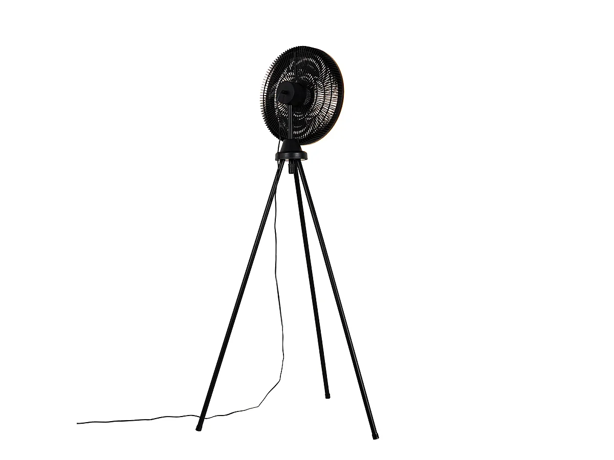 Trépied de ventilateur de sol noir avec LED dimmable en 3 étapes - Meric