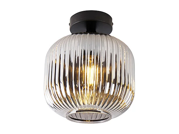 Plafonnier Art Déco noir avec verre fumé - Karel