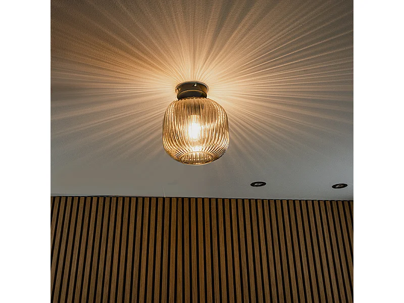 Plafonnier Art Déco noir avec verre fumé - Karel