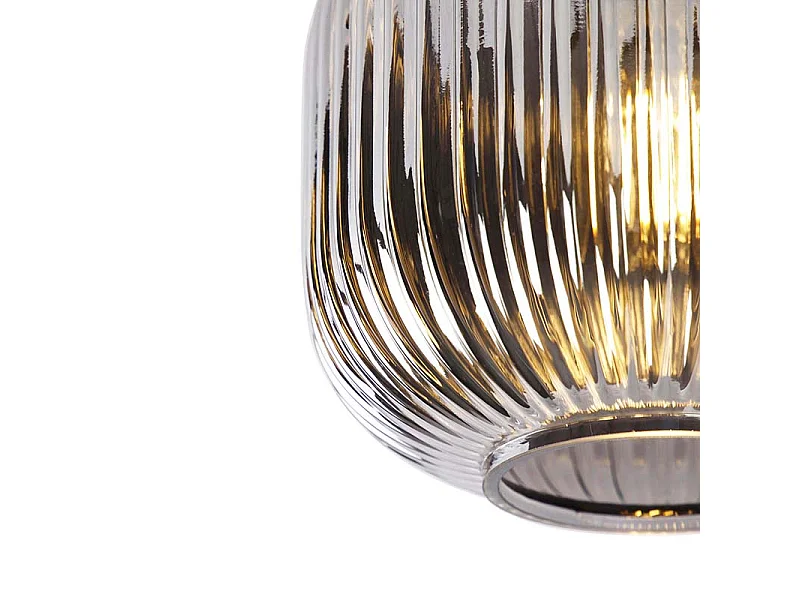 Plafonnier Art déco noir avec verre fumé - Karel