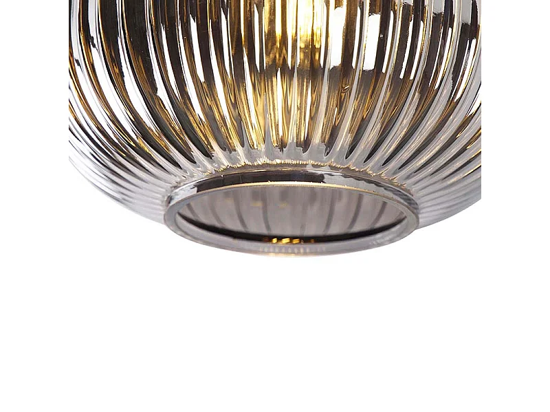 Plafonnier Art déco noir avec verre fumé - Karel