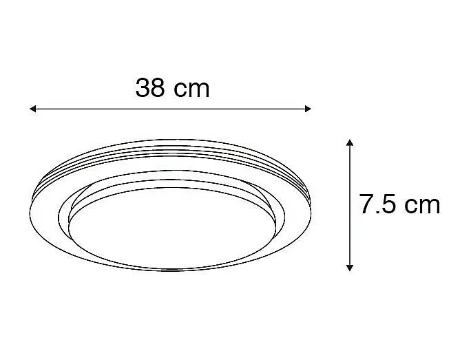Plafonnier blanc 38 cm avec LED avec télécommande - Jochem