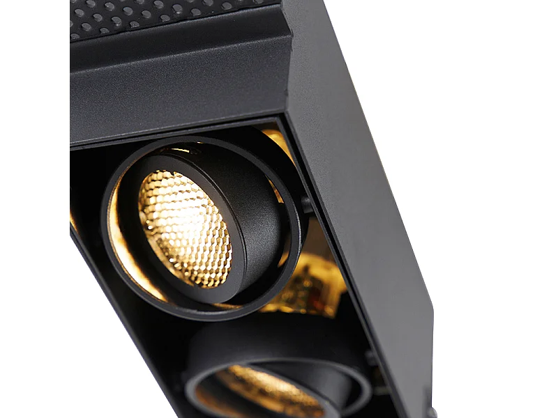 Spot encastré noir orientable et inclinable sans bordure 2 spots - Oneon Honey