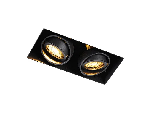 Spot encastré noir orientable et inclinable sans bordure 2 spots - Oneon Honey