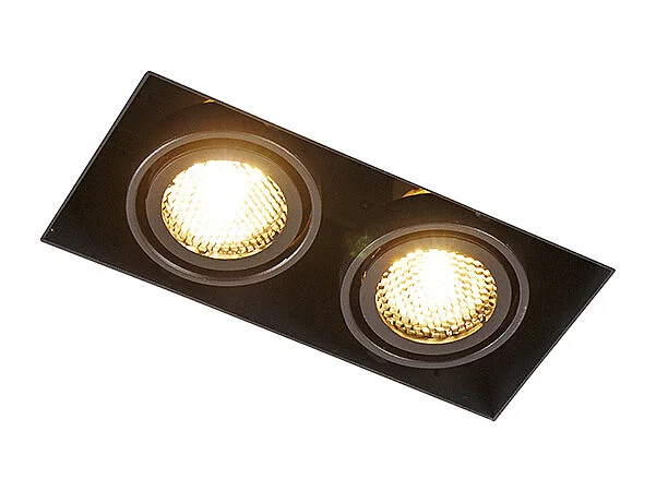 Spot encastré noir orientable et inclinable sans bordure 2 spots - Oneon Honey