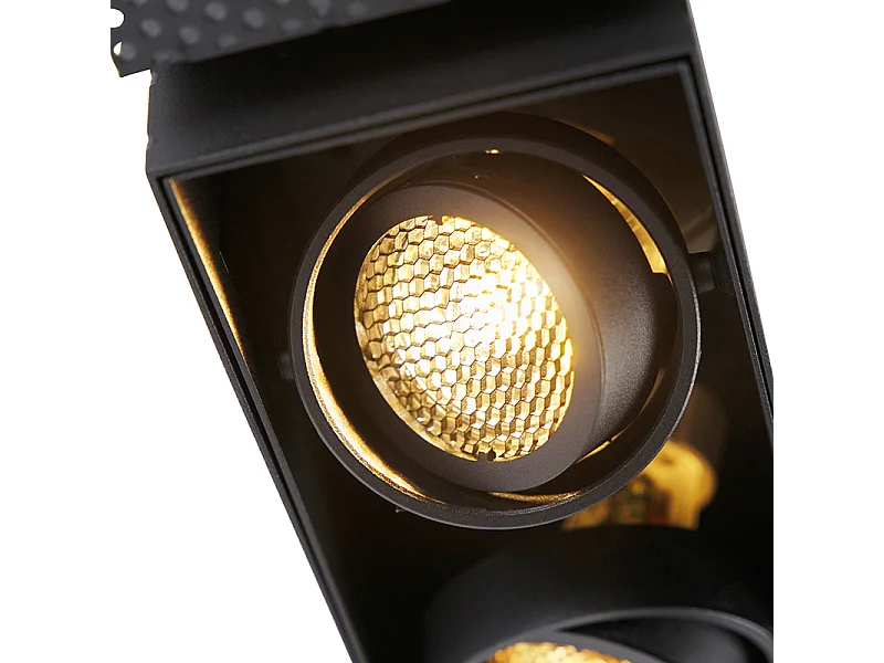 Spot encastré noir orientable et inclinable sans bordure 2 spots - Oneon Honey