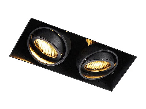 Spot encastré noir orientable et inclinable sans bordure 2 spots - Oneon Honey