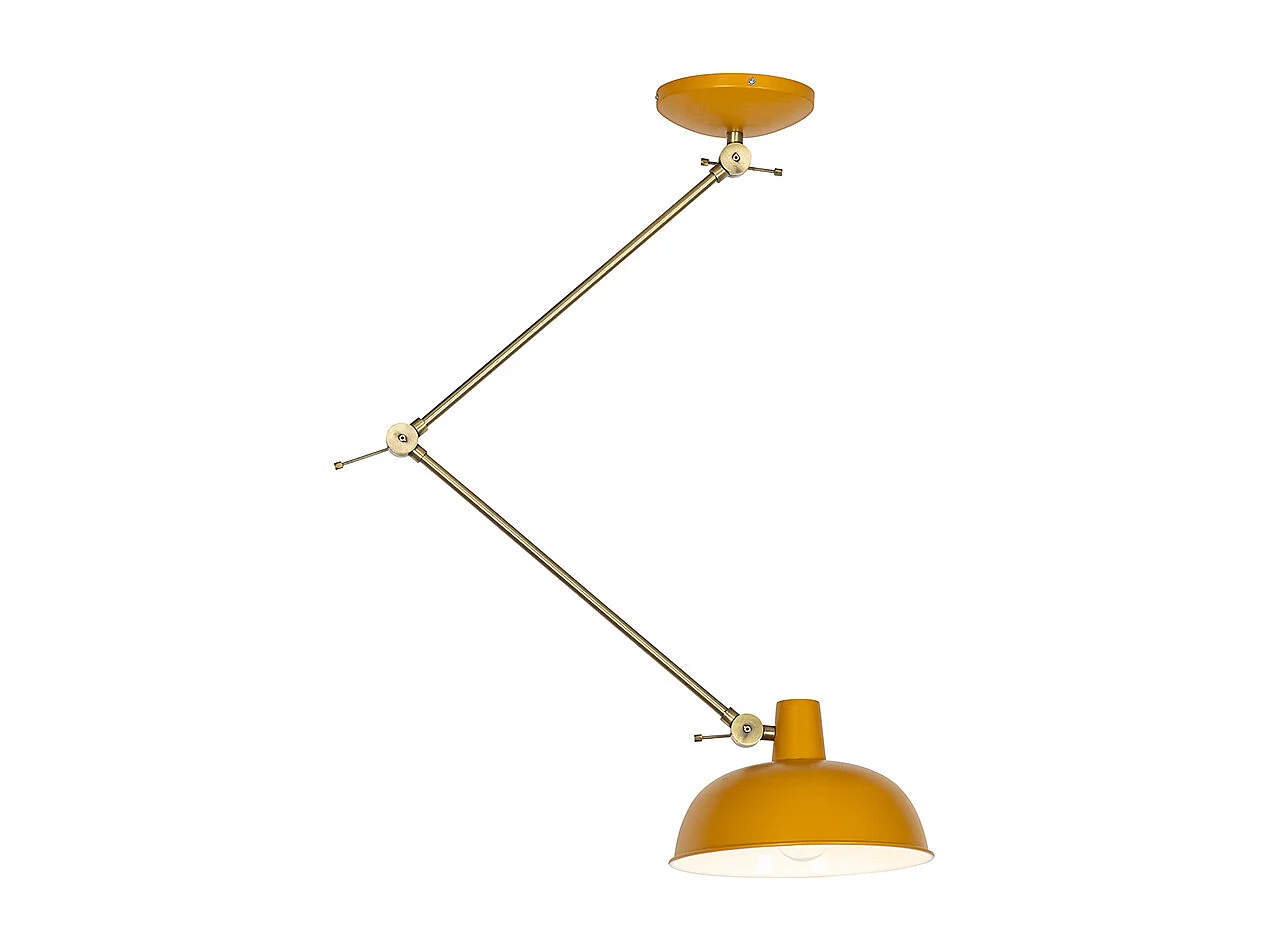 Plafonnier rétro jaune avec bronze - Milou