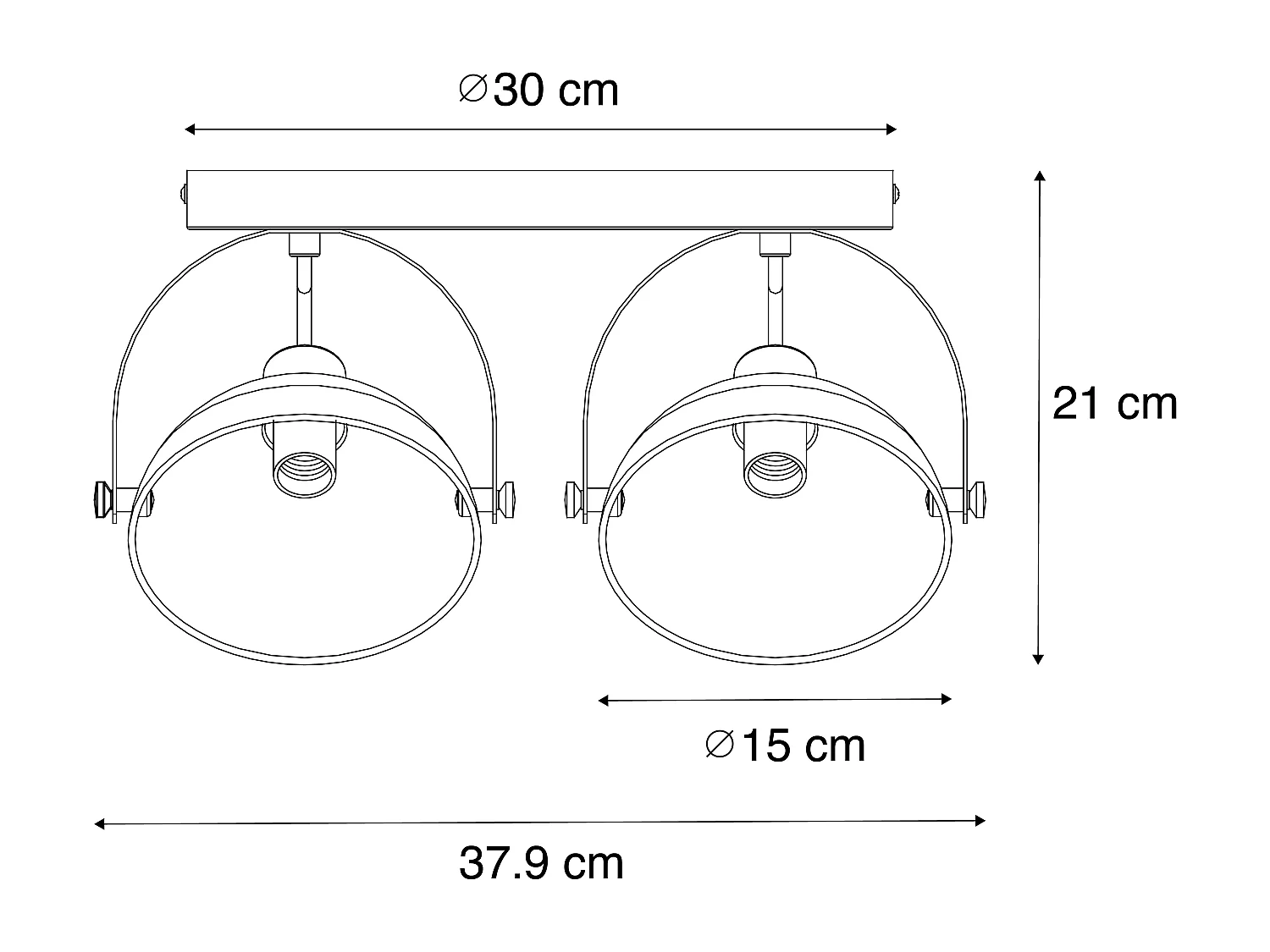 Plafonnier industriel noir et doré 2 lumières orientable - Magnax