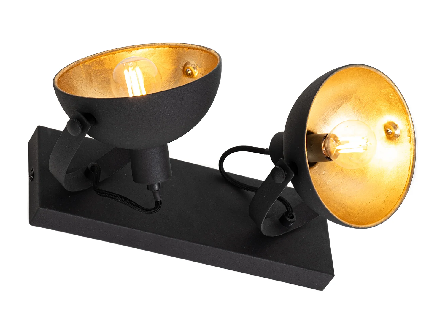 Plafonnier industriel noir avec or 2 lumières orientables - Magnax