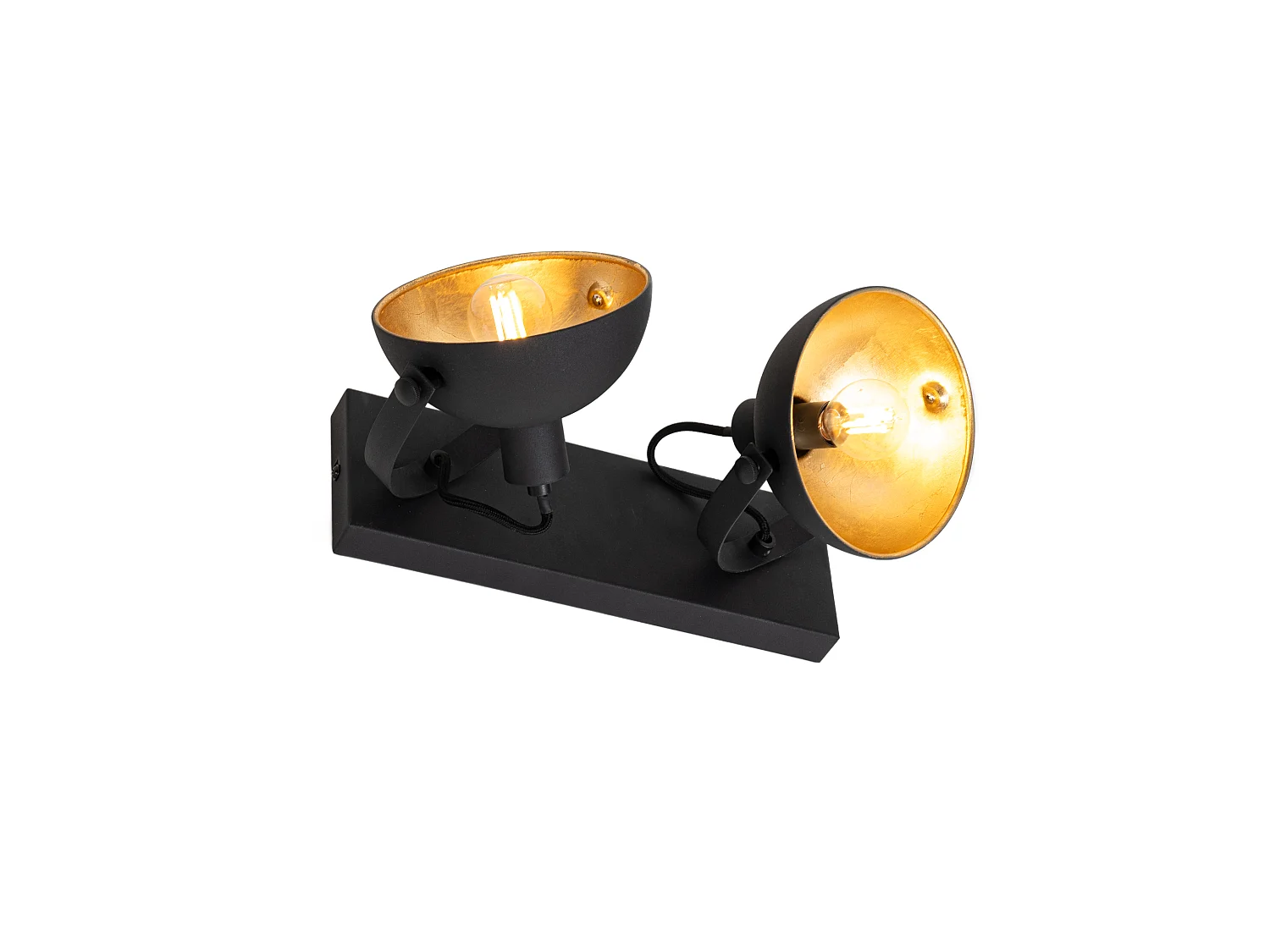 Plafonnier industriel noir avec or 2 lumières orientables - Magnax