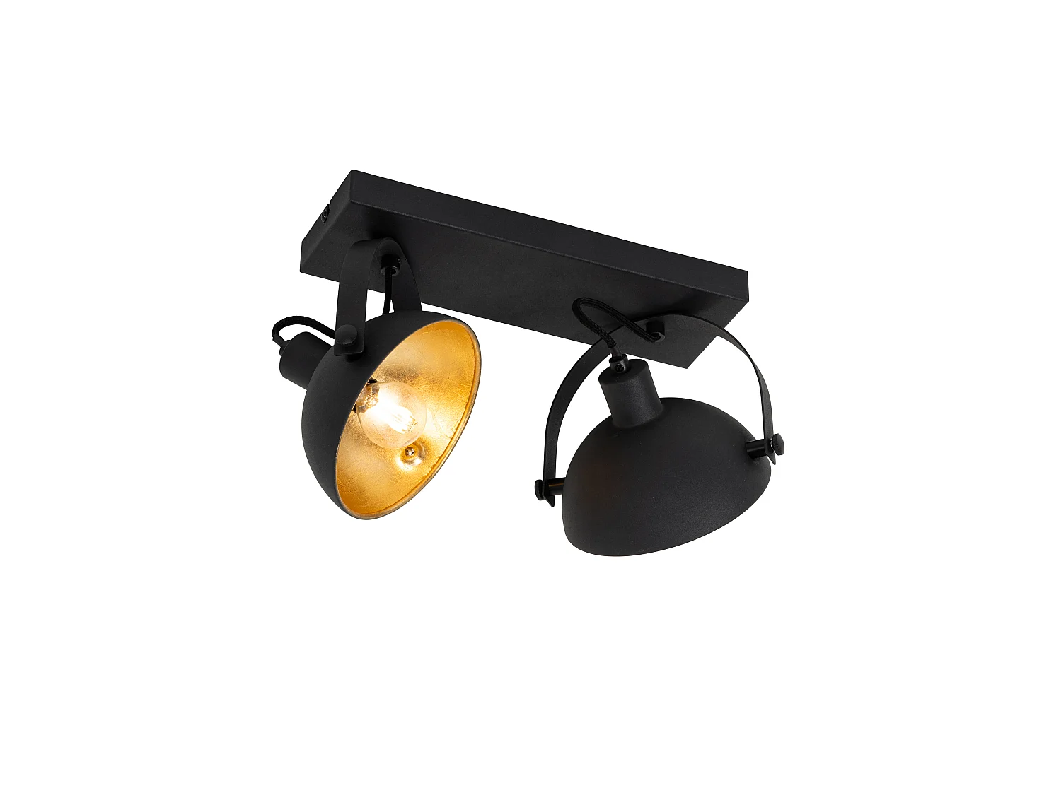 Plafonnier industriel noir avec or 2 lumières orientables - Magnax