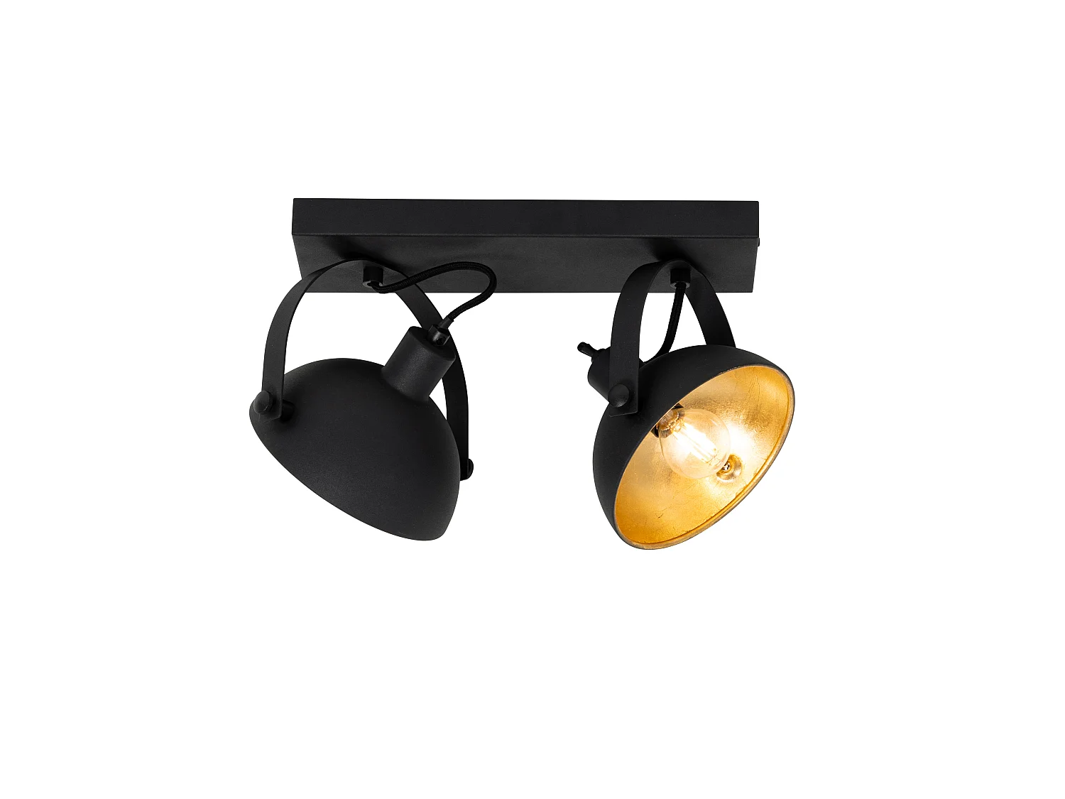 Plafonnier industriel noir avec or 2 lumières orientables - Magnax