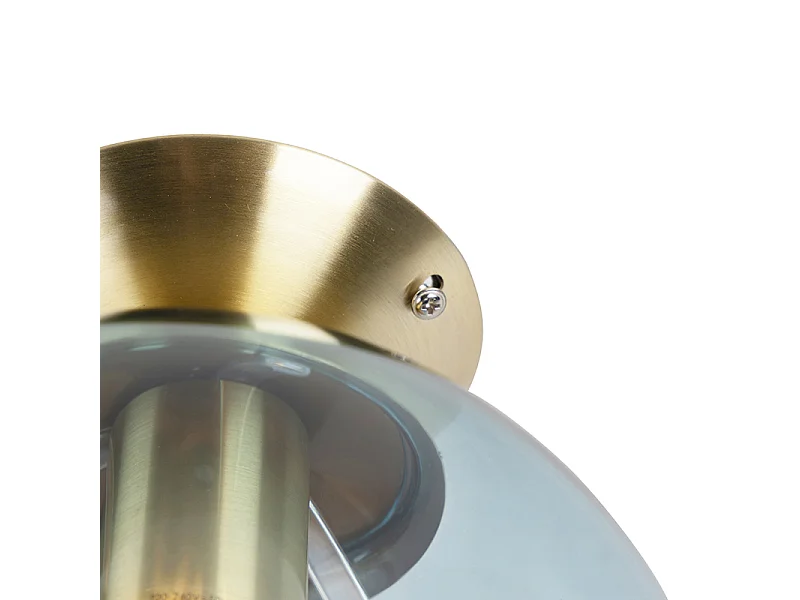 Plafonnier Art Déco en laiton avec verre bleu - Pallon