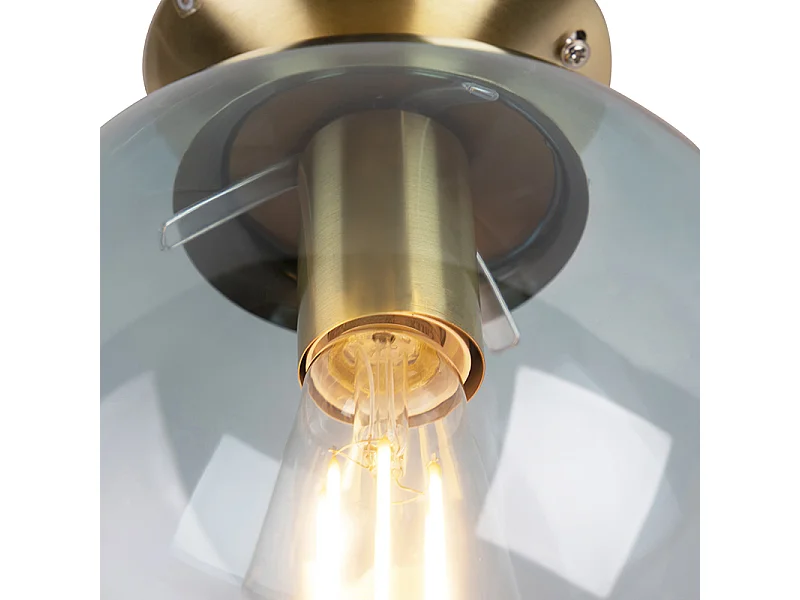 Plafonnier Art Déco en laiton avec verre bleu - Pallon