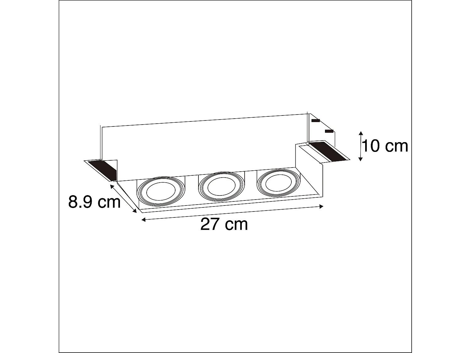 Spot encastré blanc orientable et inclinable sans bordure 3 lumières - Oneon