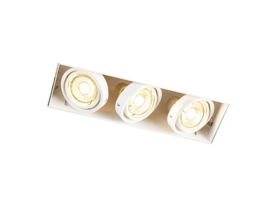 Spot encastré blanc orientable et inclinable sans bordure 3 lumières - Oneon