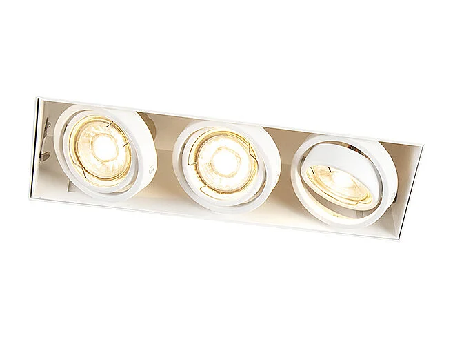 Spot encastré blanc orientable et inclinable sans bordure 3 lumières - Oneon